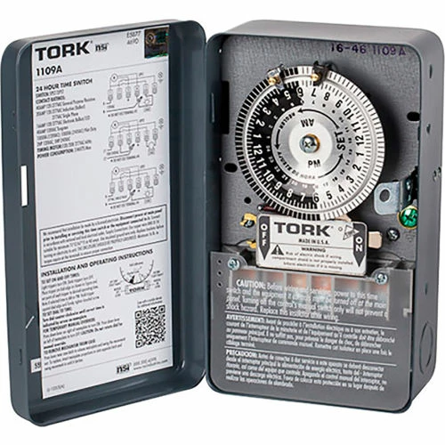 NSI TORK® 1109A 24 Hour Time Switch, 40A, 120-277V, DPST, NEMA 1 Metal Indoor Enclosure 3 NSI TORK® 1109A 24 Hour Time Switch, 40A, 120-277V, DPST, NEMA 1 Metal Indoor Enclosure