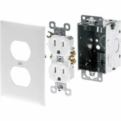 Legrand® F7526 AC Power Kit (Electrical Box, White Duplex Receptacle, White Faceplate